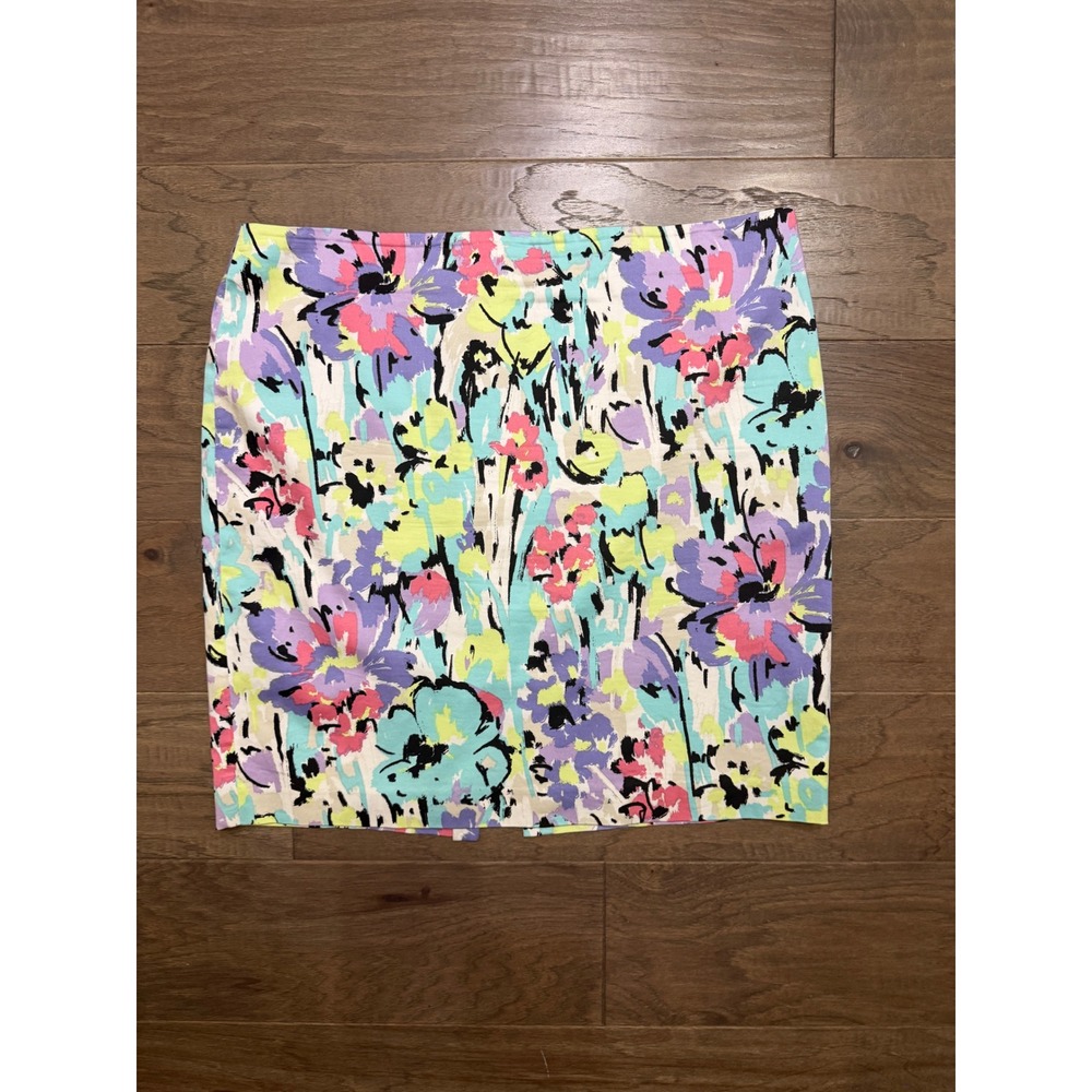 Josephine Skirt Women 16 Multi Cotton Floral Pencil Straight Lined Casual Summer